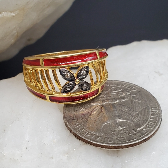 Sterling Silver 925 / 18k Gold Ring Raw Diamond Unique Designer Silversmith - Picture 2 of 8